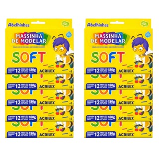 Kit 10 Caixas de Massinha de Modelar Acrilex - 12 Cores em Cada Caixa em Oferta na Shopee