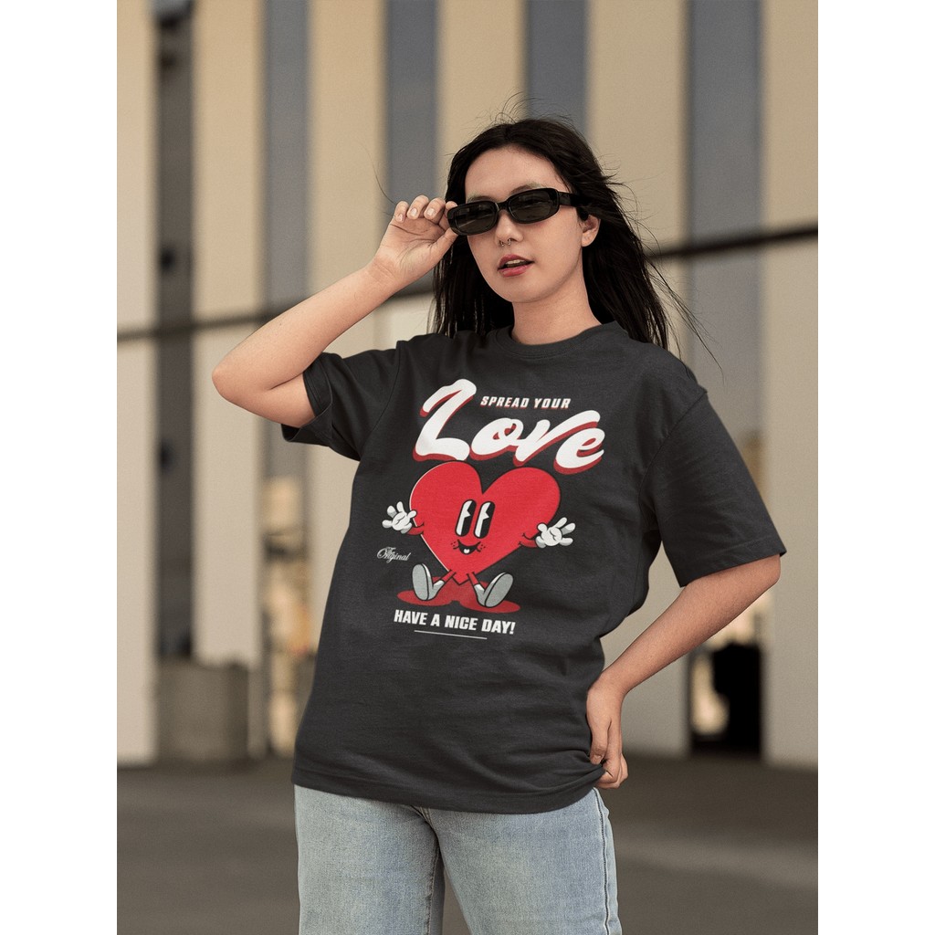 Camisa Camiseta Tshirt Ombro Caido Oversized Gola Alta Streetwear para o Dia a Dia Treinar Academia Estampado - LOVE