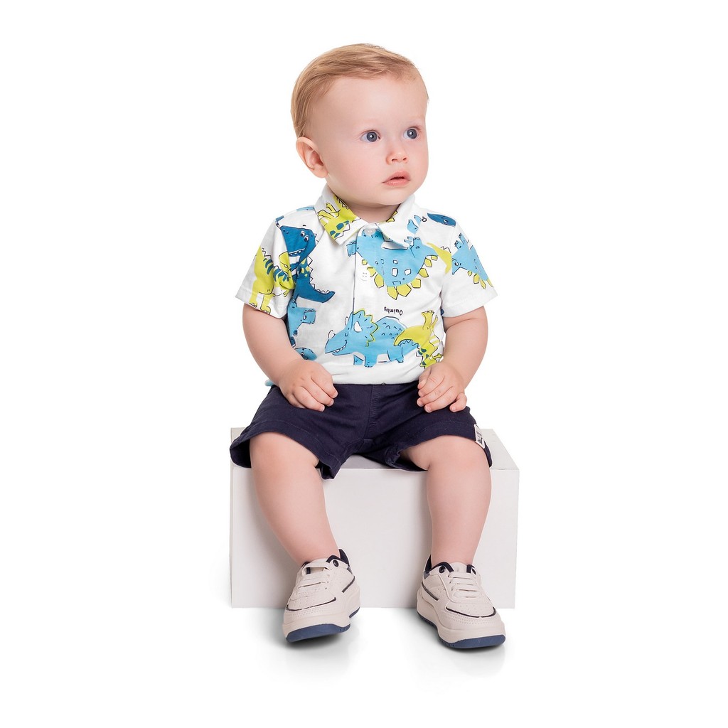 Conjunto com Camiseta Polo e Bermuda para Bebê Menino Quimby - Baby & Kids Fashion