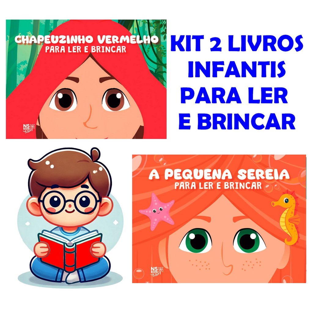 Kit 2 Livros Chapeuzinho Vermelho & A Pequena Sereia Para Ler E Brincar
