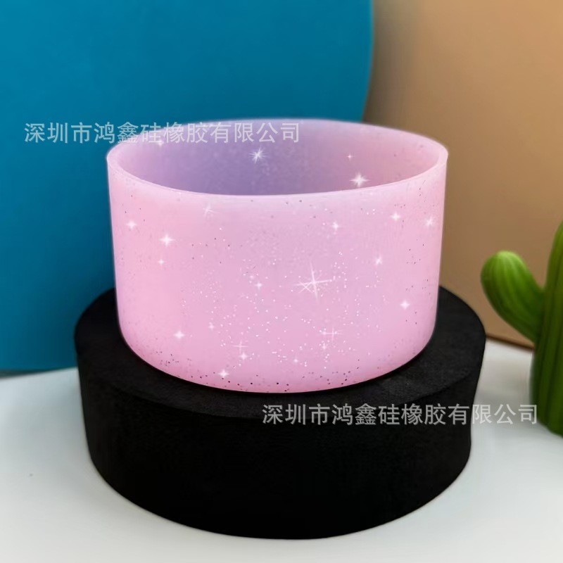 Protetor de brilho para garrafa termica de silicone brilhante, dois tamanho 7.5cm e 9cm de diâmetro