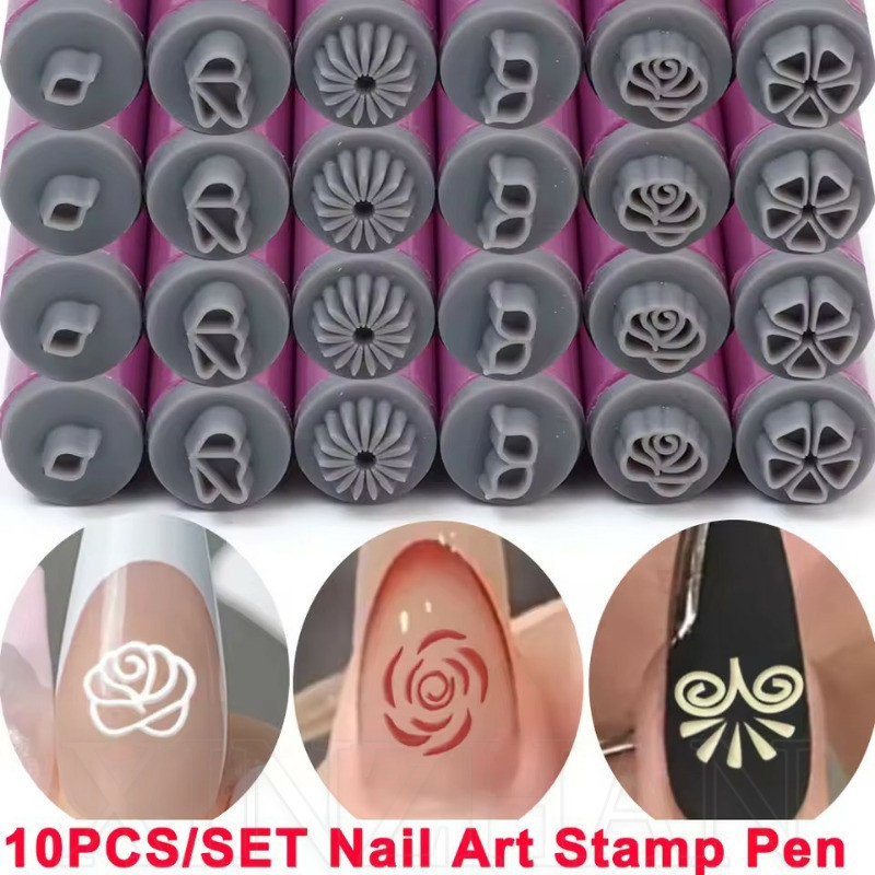 Modelo De Unhas 3d Margarida/Estrela/Borboleta/Coração-6/10 Unidades De Caneta Profissional Para Carimbo De Arte Em-Ferr em Oferta na Shopee