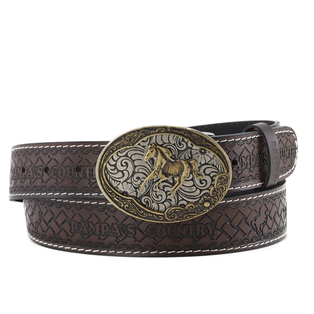 Cinto Country Artesanal Cowboy Peão Fivela Grande Cavalo Pampas Country