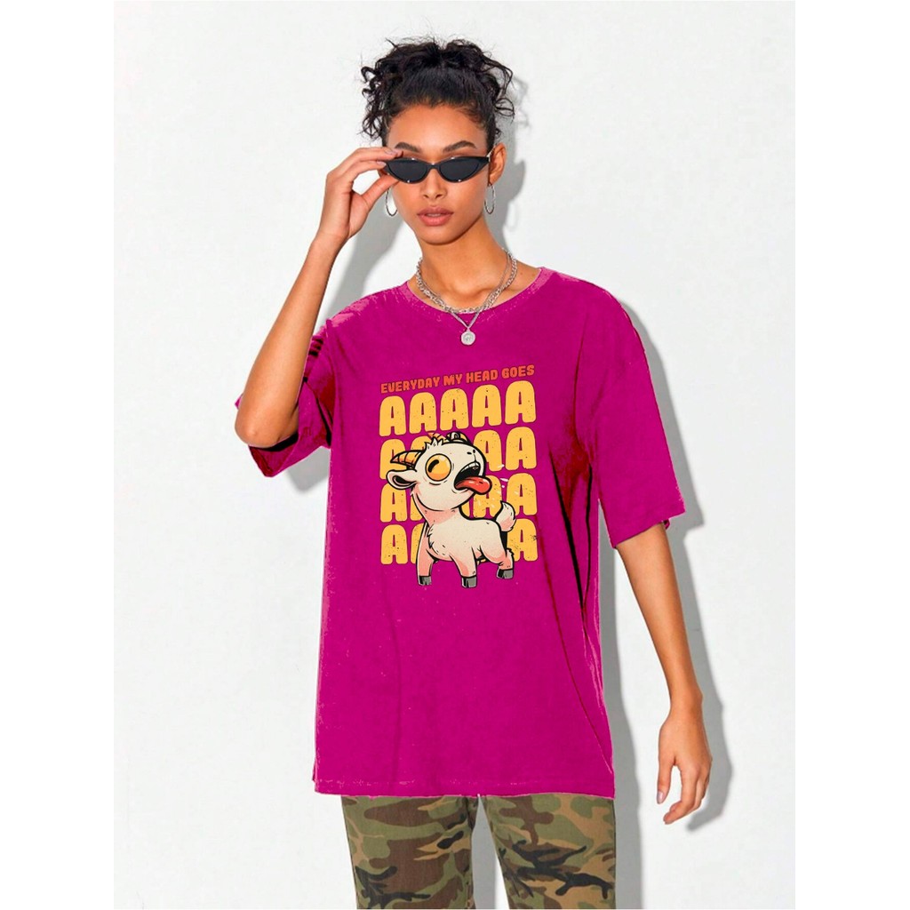 Camiseta Oversized Unissex Cor Rosa Choque Coleção Streetwear Verão Manga Curta Skatistas Feminina