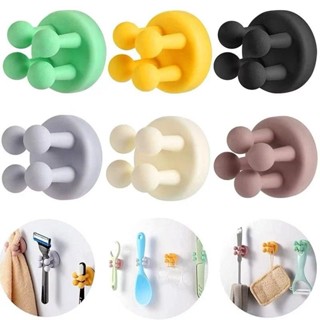 suporte adesivo silicone gancho porta objetos escova dente 02un em Oferta na Shopee