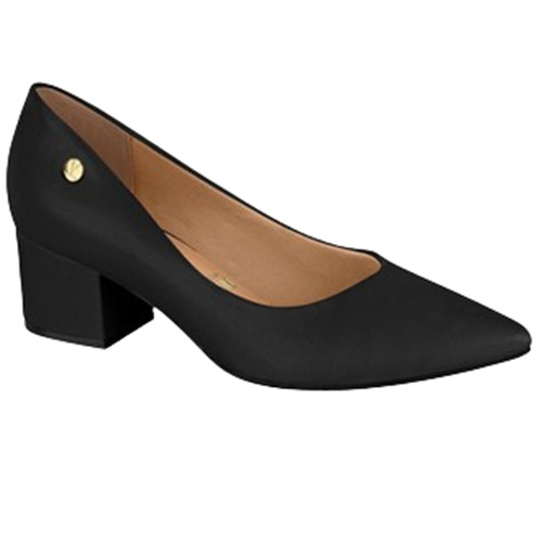 Scarpin Vizzano Bico Fino Salto Bloco Baixo - 1220315 Preto