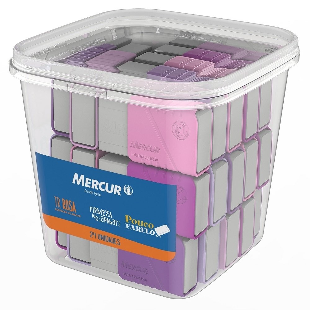 Borracha Mercur TR Tonalidade Capa Rosa - Embalagem com 24 Unidades