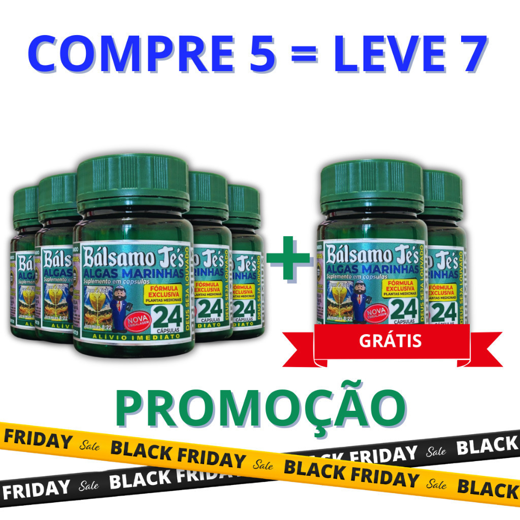 07 Potes Bálsamo Je's Algas Marinhas Suplemento Natural - 24 Cápsulas 500mg - Revenda