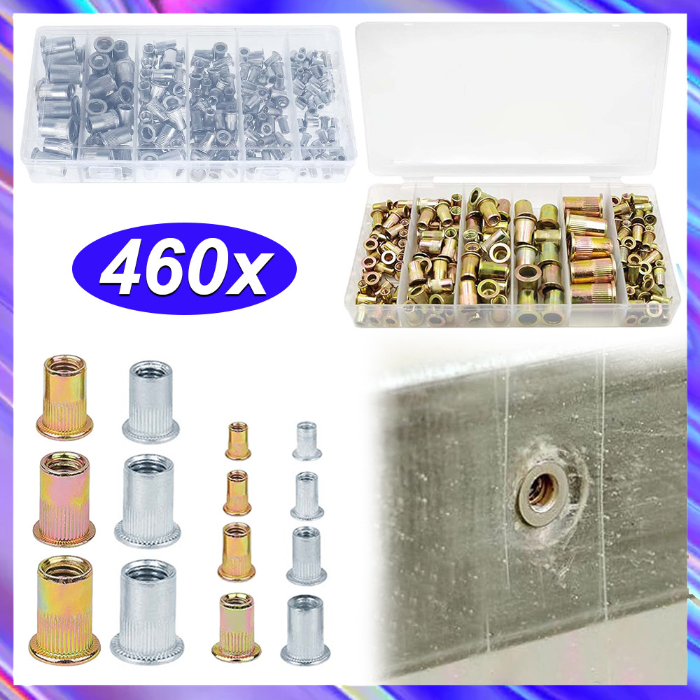 Kit sortido de 230 peças de porca de rebite, porcas de rebite M3 M4 M5 M6 M8 M10 conjunto de porcas de rebite