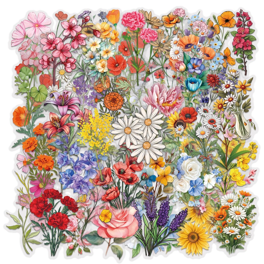 60 Peças Adesivos À Prova D'água Transpanrent De Plástico Para Animais De Estimação Com Flores Coloridas