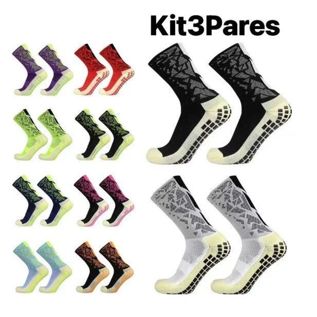 Kit 3 pares  Novo Meias de Futebol de Alta Qualidade silicone Antiderrapante Basquetebol Estilo Camuflagem em Oferta na Shopee