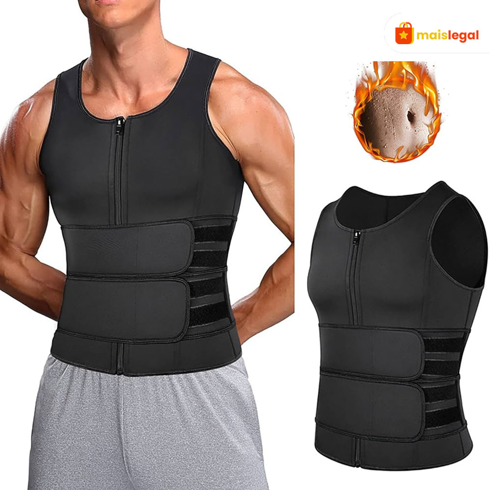 Faja Abdominal Masculino Regulável : Colete Modelador Com Tecnología Sauna , Redutora para Queimar Gordo ySecar Barriga