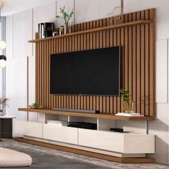 Rack com Painel para TV até 72 Polegadas Vivare Classic 3 Gavetas Ripado - Giga Móveis