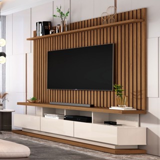 Rack com Painel para TV até 72 Polegadas Vivare Classic 3 Gavetas Ripado - Giga Móveis em Oferta na Shopee