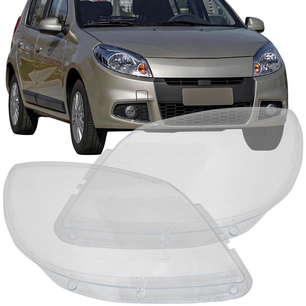 Kit Lente Dianteira do Farol RENAULT SANDERO para AMBOS OS LADOS-2012 2014
