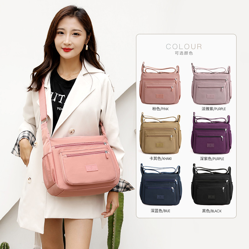 Bolsa Feminina Transversal De Ombro Impermeável Nylon 5 Compartimentos Multiuso Casual Pas...