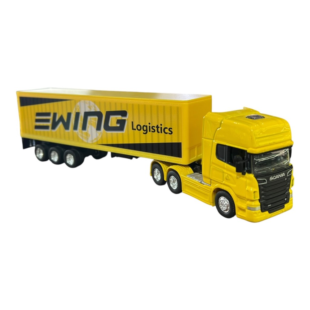 Miniatura Caminhão Scania Bau Amarelo Welly 1:64