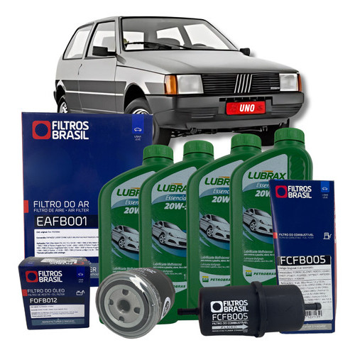 Kit Revisão Óleo e Filtros - Fiat Uno 1.0 8V Fiasa 1993 A 1998 1999 2000 2001 - 20W50 em Oferta na Shopee