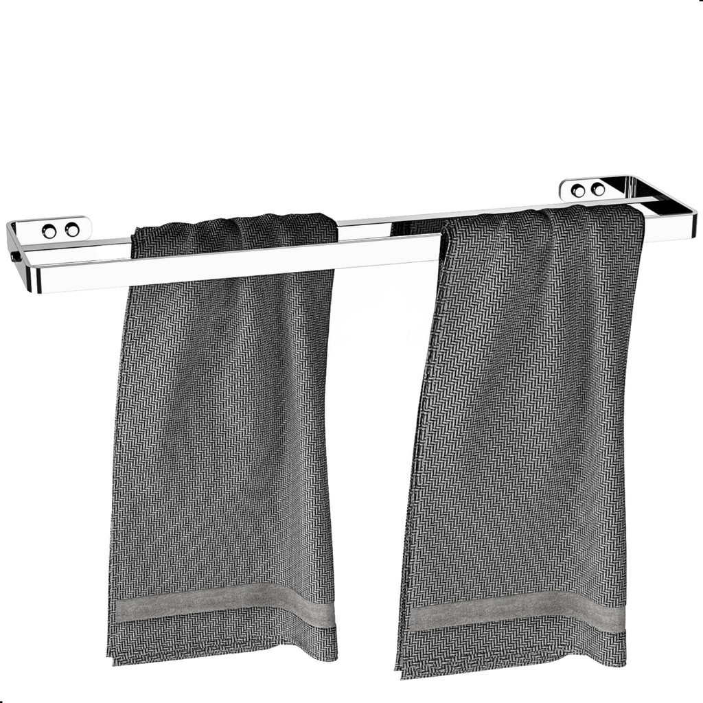 Porta Toalha Duplo Toalheiro Suporte Banheiro Cromado Max em Oferta na Shopee