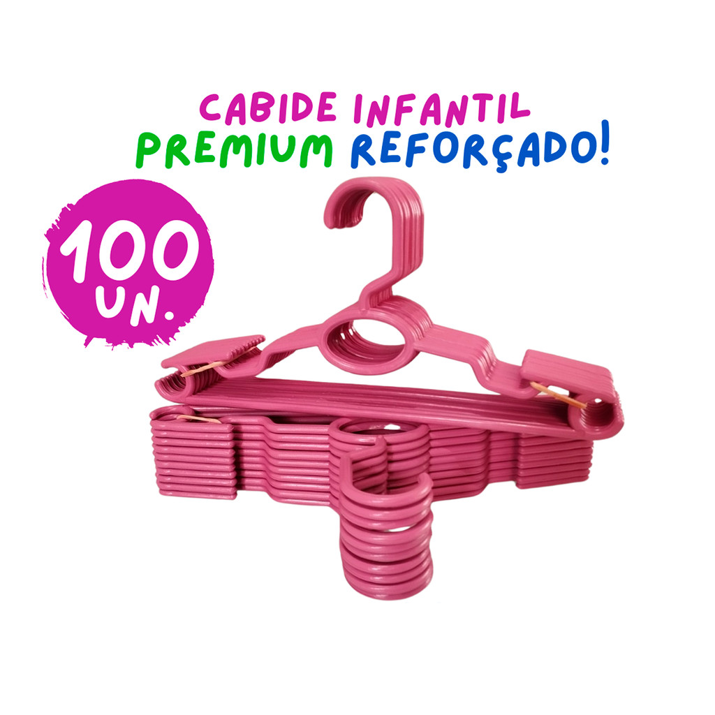 Kit 100 Cabides Infantil Bebê Baby Reforçado Rosa Plástico Cruzeta Roupa Resistente Premium em Oferta na Shopee