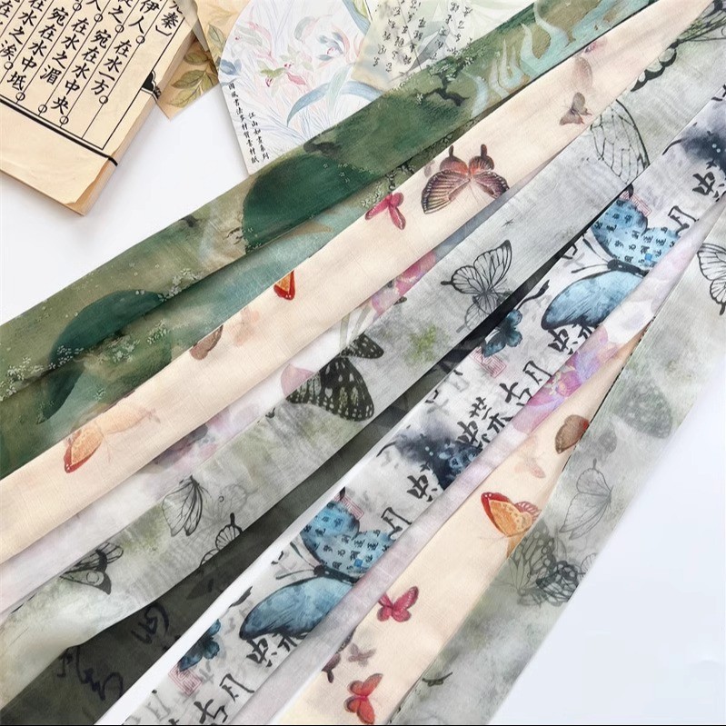 Nova Faixa de Cabelo Artística Longa Elegante de Estilo Chinês Dupla Face, Laço de Cabelo Hanfu, Decoração Versátil para