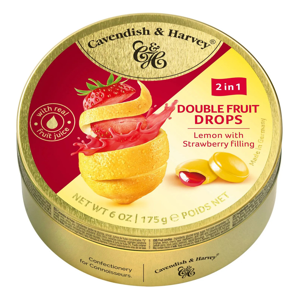 Bala Alemao Duo Fruit Lemon filled Strawberry Cavendish And Harvey 175g