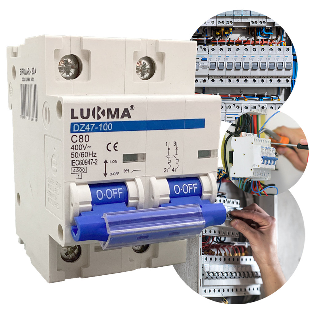 Disjuntor Bipolar de 80A a 100A bifásico Din Mini Dijuntor Curva C