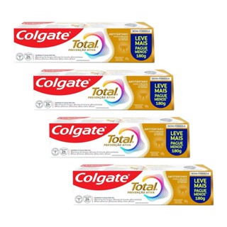 Kit 4 Creme Dental Colgate Total 12 Anti Tártaro 180g