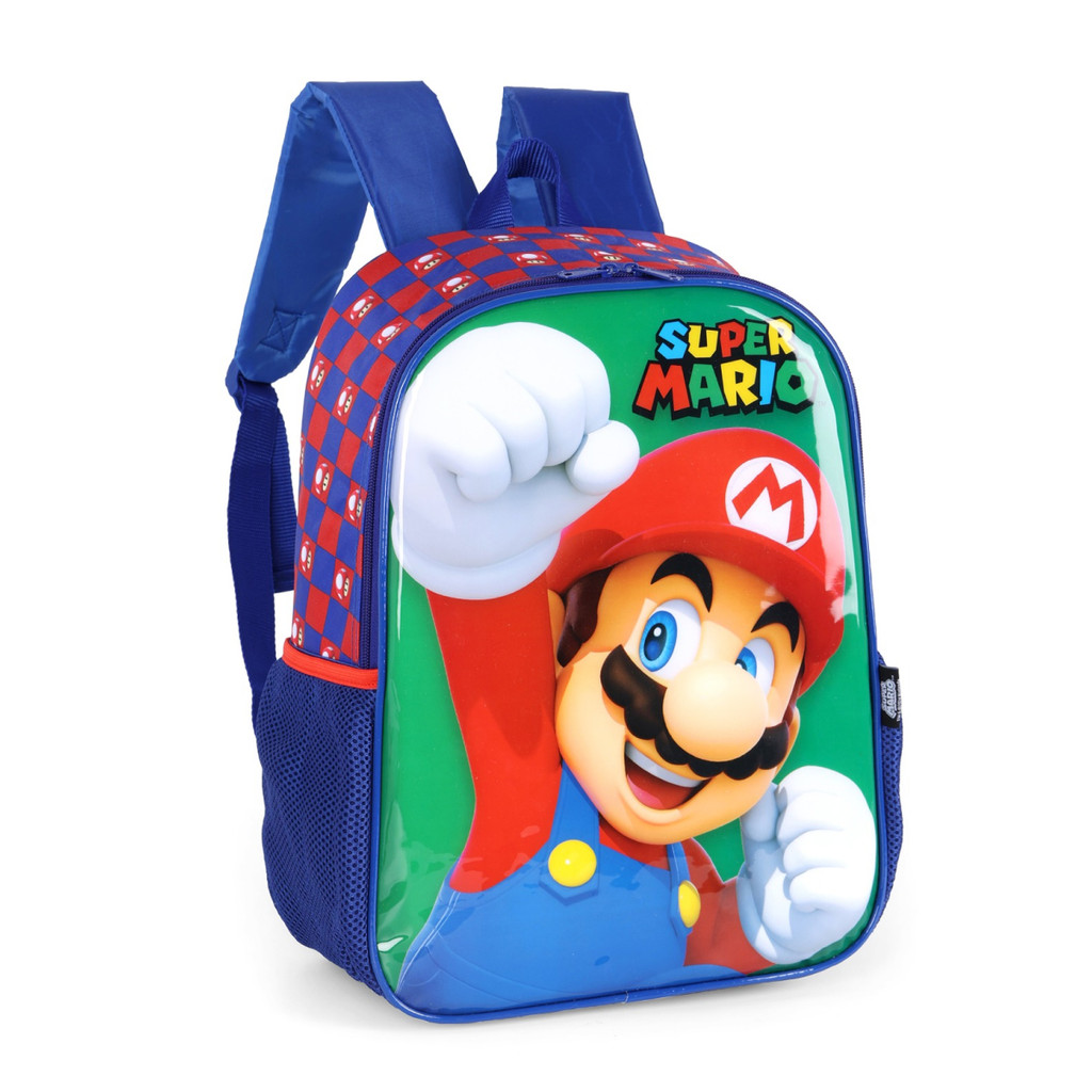 Mochila Escolar Com Alça Regulável Super Mario Bros 3 Bolsos PU Filme Games Aula Escola UP4YOU