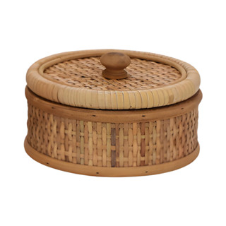 Caixa Decorativa Organizadora Redonda Em Fibra Natural De Rattan em Oferta na Shopee