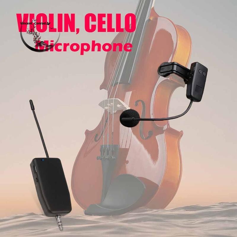 Sistema De Microfone Sem Fio 2.4G Para Violino , Violoncelo , Transmissor E Receptor Com Clipe De Guitarra , Alcance De
