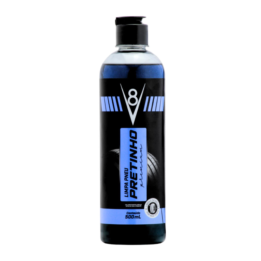 Pretinho Limpador de Pneus Automotivo V8 500ml – Brilho Intenso e Proteção Imediata