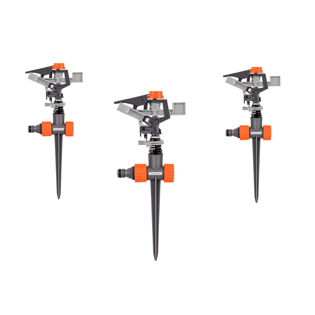 KIT 3 IRRIGADOR ASPERSOR IMPULSO SETORIAL GIRATORIO P JARDIM