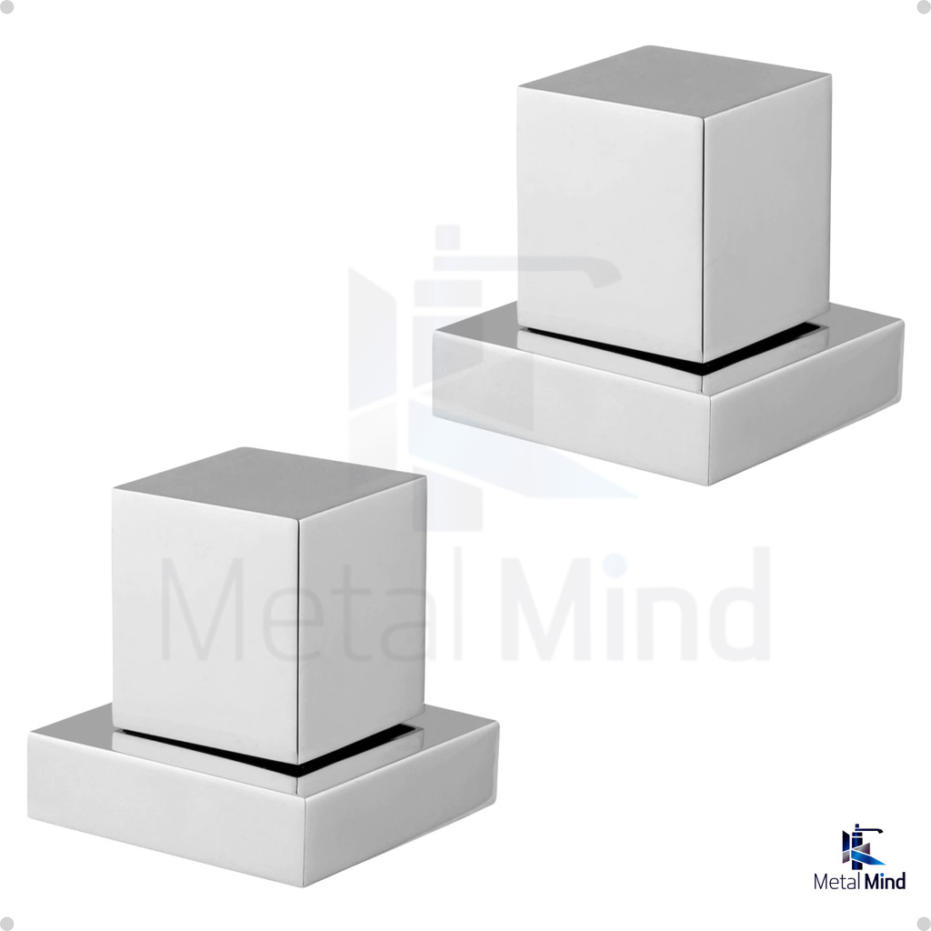 2 Acabamento Quadrado Cromado Luxo em Metal Para Registro De Chuveiro Padrão Deca