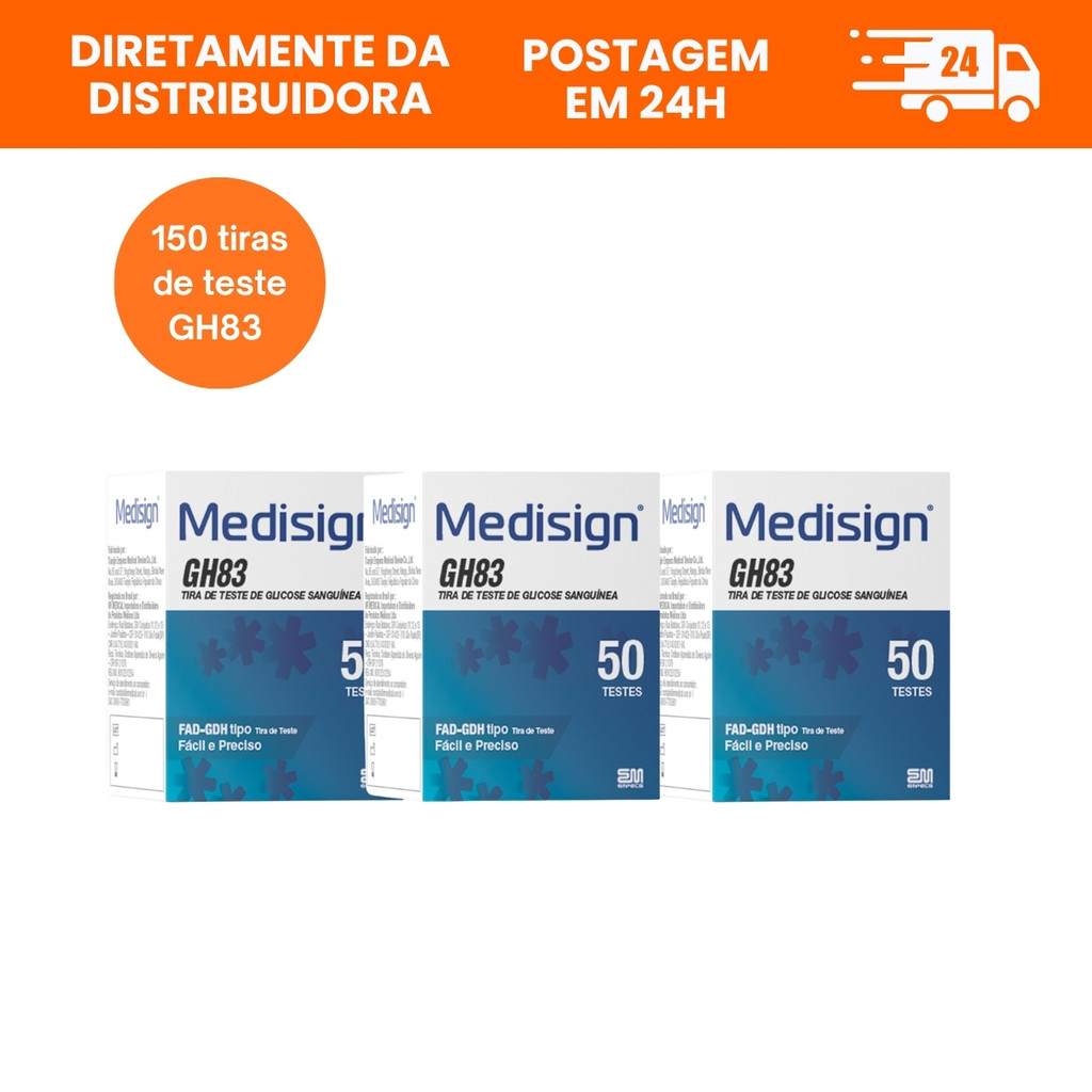 150 Tiras Teste Glicemia Medisign GH83 Alta Precisão