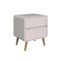 Mesa de Cabeceira 2 Gavetas Linha Curve Bege Dunas – Completa Móveis