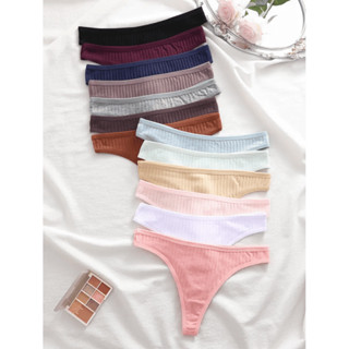 Kit 5 Calcinhas Fio Dental Algodão Canelado Feminina Conforto Diário - Sexy Cores Variadas em Oferta na Shopee
