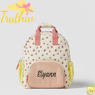 Mochila Infantil TRUTHW Strawberry , Escolar Bordada Personalizada Em Lona Dopamina , Adiciona Nome em Oferta na Shopee