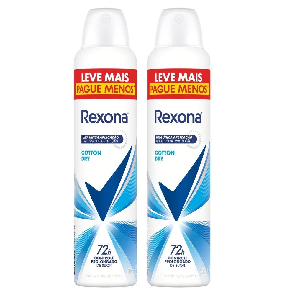 Kit 2 und Desod Aero Rexona Cotton Dry Azul 250ml em Oferta na Shopee