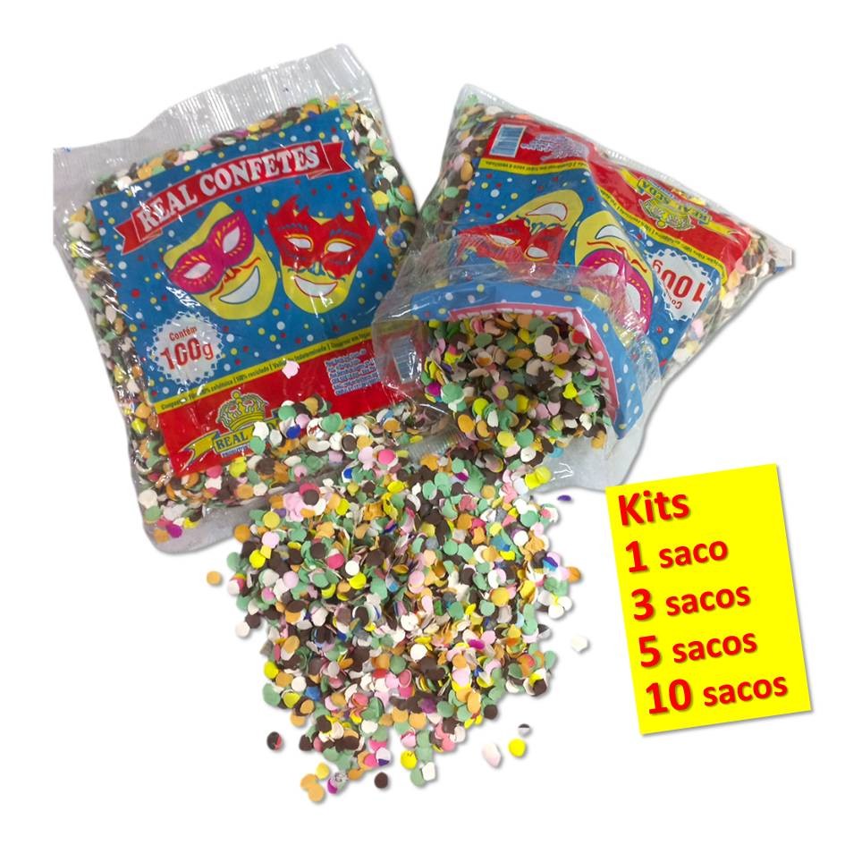 Confete Carnaval Kits 1,3,5,10 Sacos em Oferta na Shopee