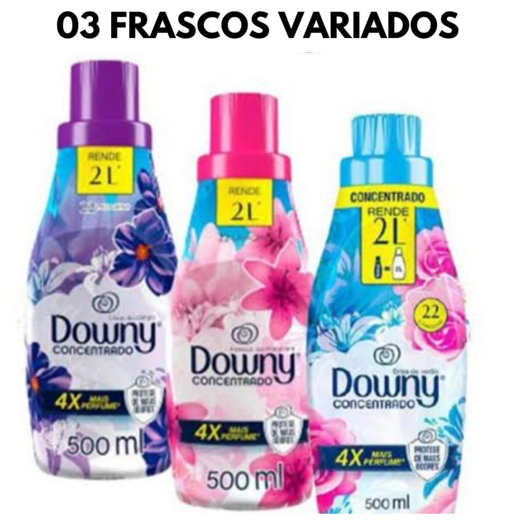 Kit 03 Amaciantes de Roupas Downy 500ml Sortidos 3 Fragrancias
