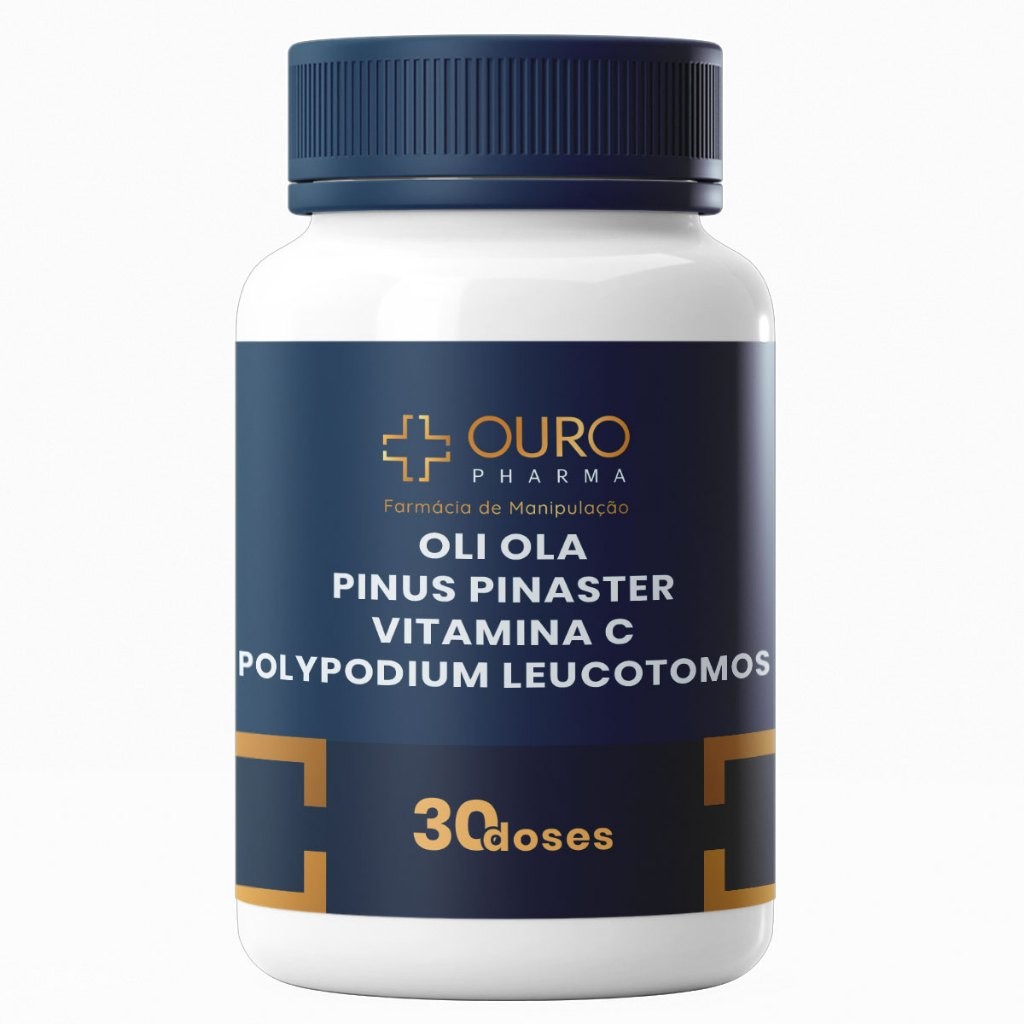 Oli ola 300mg Pinus Pinaster 50mg Vitamina C 100mg Polypodium leucotomos 50mg 30 ou 60 doses