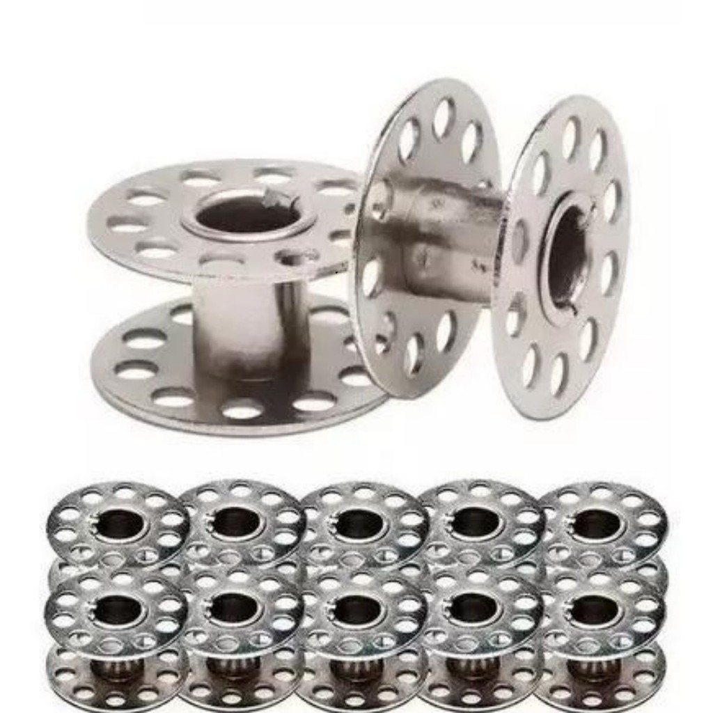 Kit 10 Bobina Carretilha de Metal Alta Maquina Domestica - 1222 em Oferta na Shopee