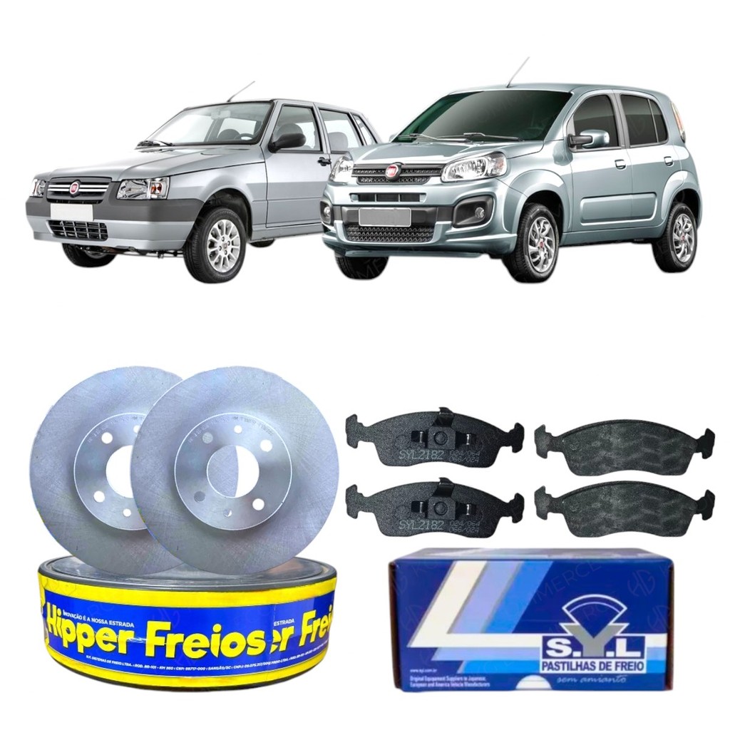 Kit Disco Freio + Pastilha Dianteira Uno 2010 A 2018