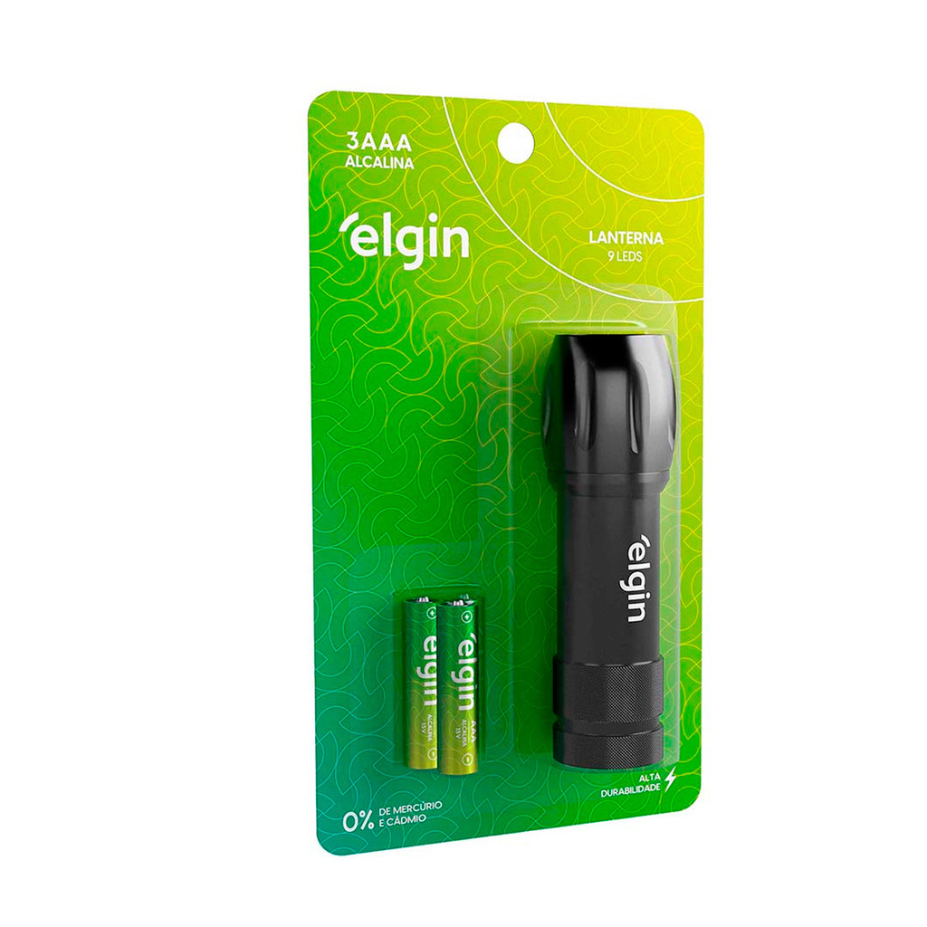 Kit Lanterna Bolso 3 Pilhas Aaa Elgin 1,5v Alta Durabilidade Compacta 100 Lúmens