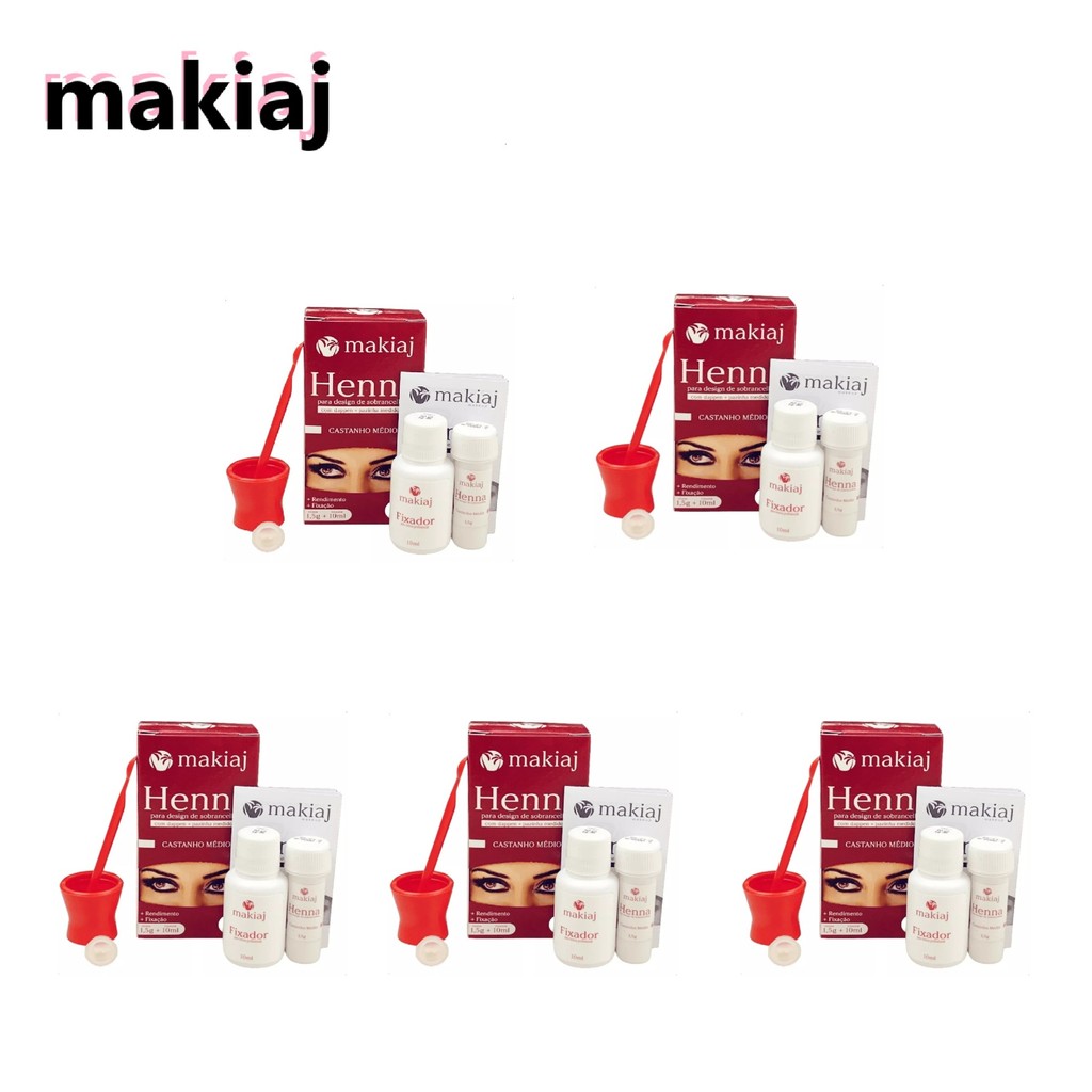 Kit 5 Henna Sobrancelha Makiaj Alto Rendimento Fixação Rena