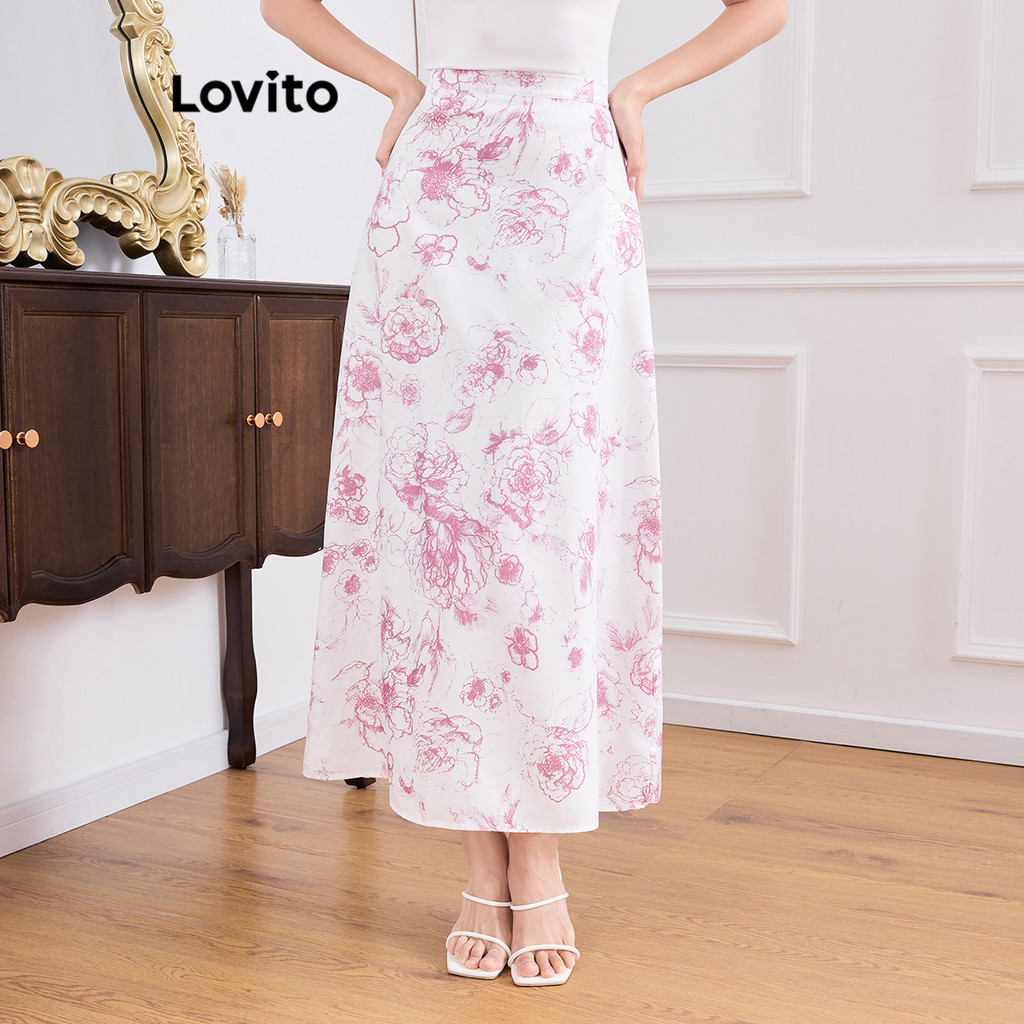 Lovito Saias elegantes com padrão floral para mulheres L113MD541 - Women Clothes