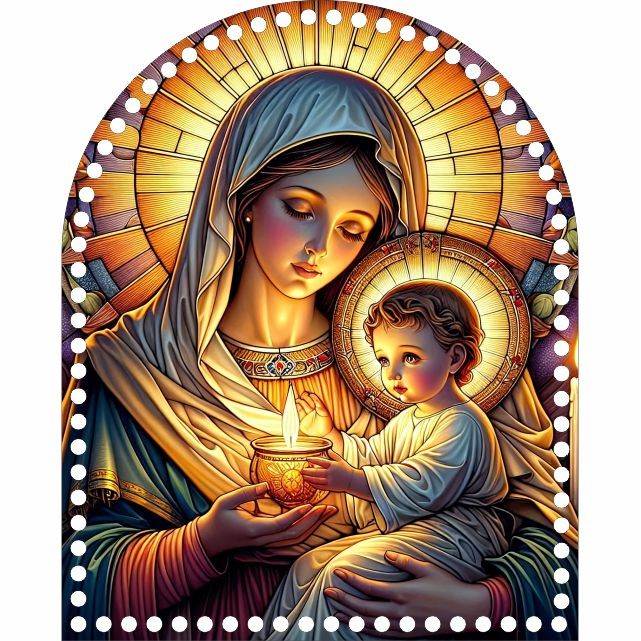 Base Mochila Nossa Senhora das Candeias / Nossa Senhora da Luz - Arte Estilo Vitral