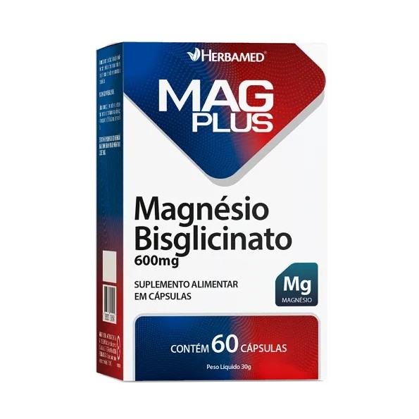 Mag Plus Magnésio Bisglicinato 60 Cápsulas – Herbamed