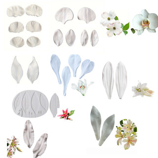 Molde de silicone KALAIEN com múltiplos padrões de pétalas de flores, folhas, lírios, orquídeas borboleta, cosmos, pétal